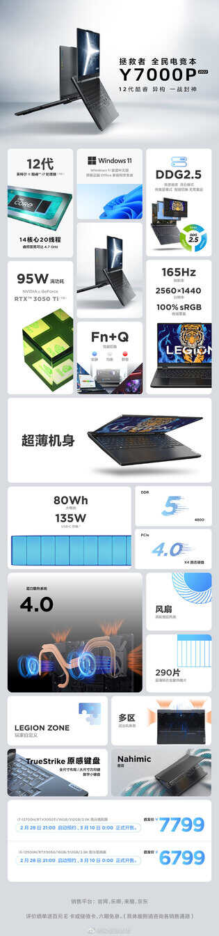 联想2022款拯救者Y700P/Y9000P正式发布，售价6799元起