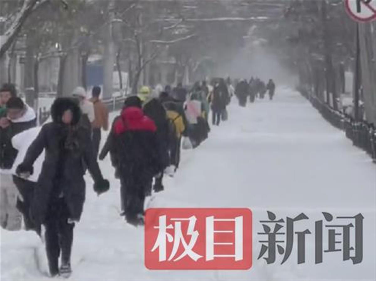 辽宁鞍山暴雪齐膝，公交出租车停运，市民开启走路上班模式