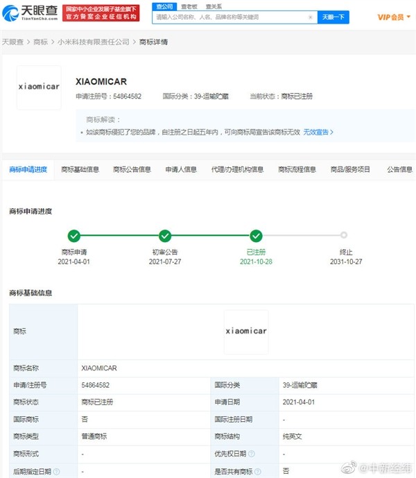 小米汽车敲定量产时间，已有多个商标获批