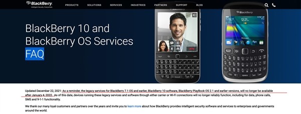 黑莓正式停止系统运营：手机秒变砖