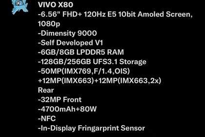 最强天玑9000手机是谁？vivo X80 Pro规格曝光，自研V1芯片优化拍照