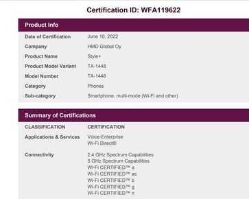 诺基亚 Style+ 智能手机通过 Wi-Fi 认证