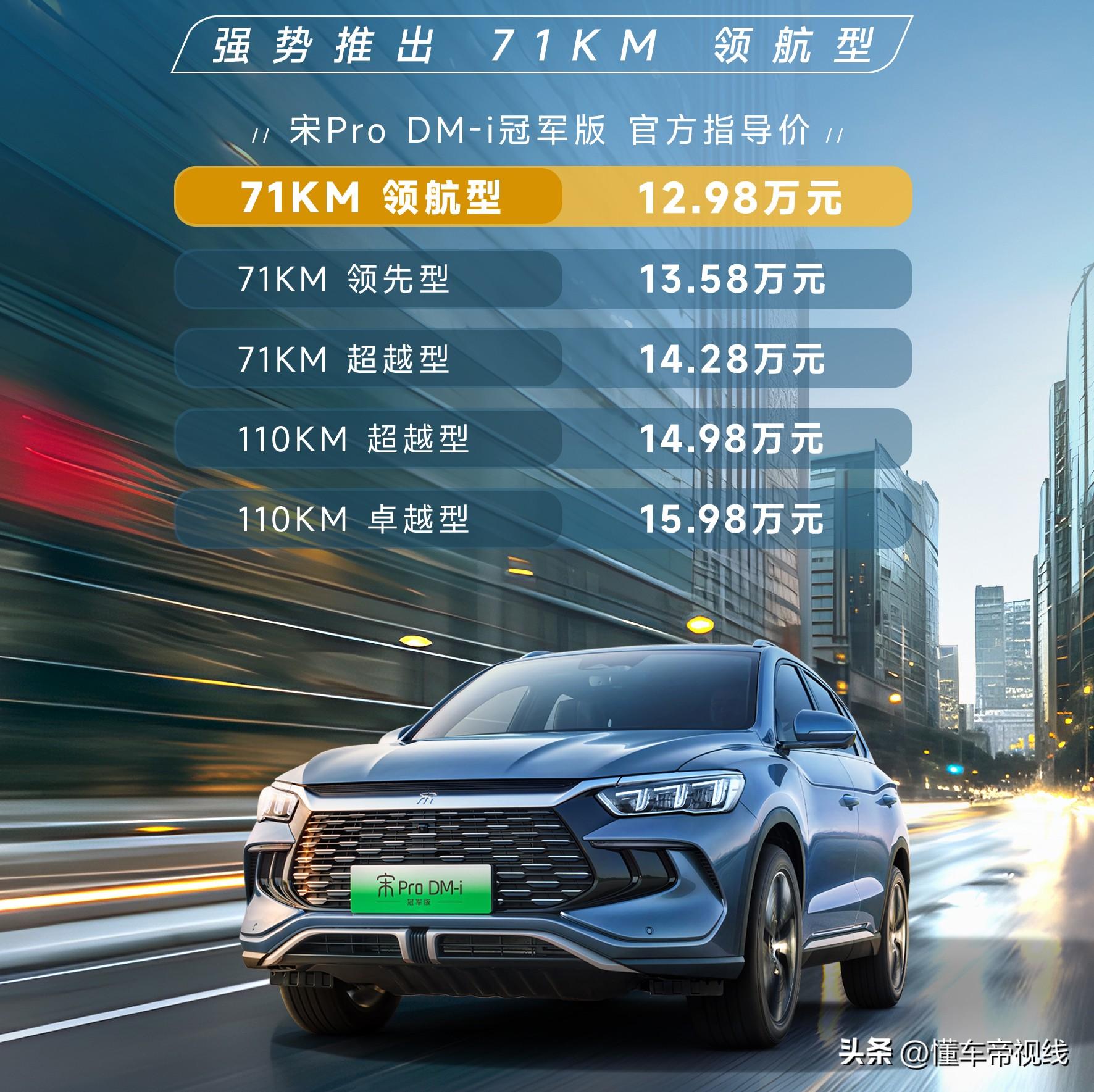 新车 | 售价12.98万元，2023款比亚迪宋Pro DM-i冠军版新增车型上市